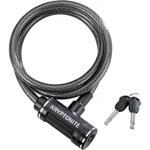 Kryptonite Parkview Bike Lock Cable, 6ft.x 12mm Braided Steel Cable Anti-Theft Security Bicycle Lock with Keys for Outdoor Equipment, Bicycles, Scooters, Fence, Gate