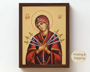 Our Lady of the Seven Sorrows Icon: Orthodox Catholic Wall Art, Religious Gift Decor Glossy