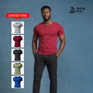 Mens Henleys T-Shirt Summer Casual Short Sleeve Single Button Placket Plain v Neck Shirts Cotton Tops Softshell Turtle Fit
