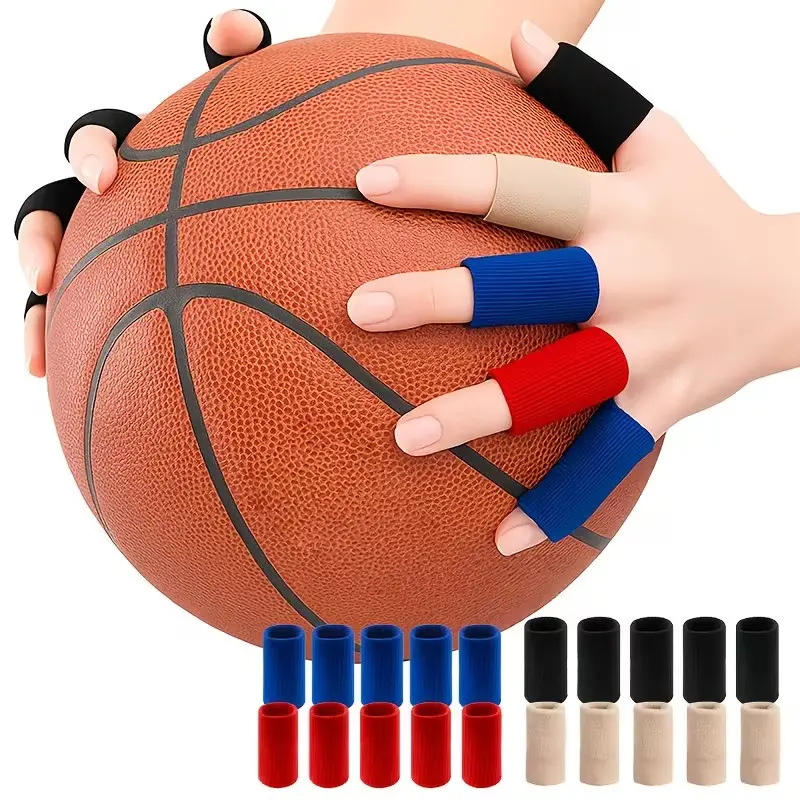 5pcs High Elastic Breathable Finger Compression Sleeves, Soft Comfortable, Suitable for Basketball Volleyball Table Tennis Fitness