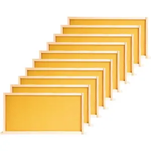 Deep Brood Bee Frames and Wax Foundations,10 Pack Honey Beehive Frames with 100% Beeswax Coated Food Grade Foundation Sheets,9-1/8-Inch (Yellow)