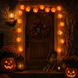Battery-Powered Orange Cempasuchil (Mexican Marigold) Flower LED String Lights, 3m 20-Flashing Garland for Day of the Dead Altars, Fall Home Decor, Porch Accents, Table Displays, Home Decor Items, Porch Decor