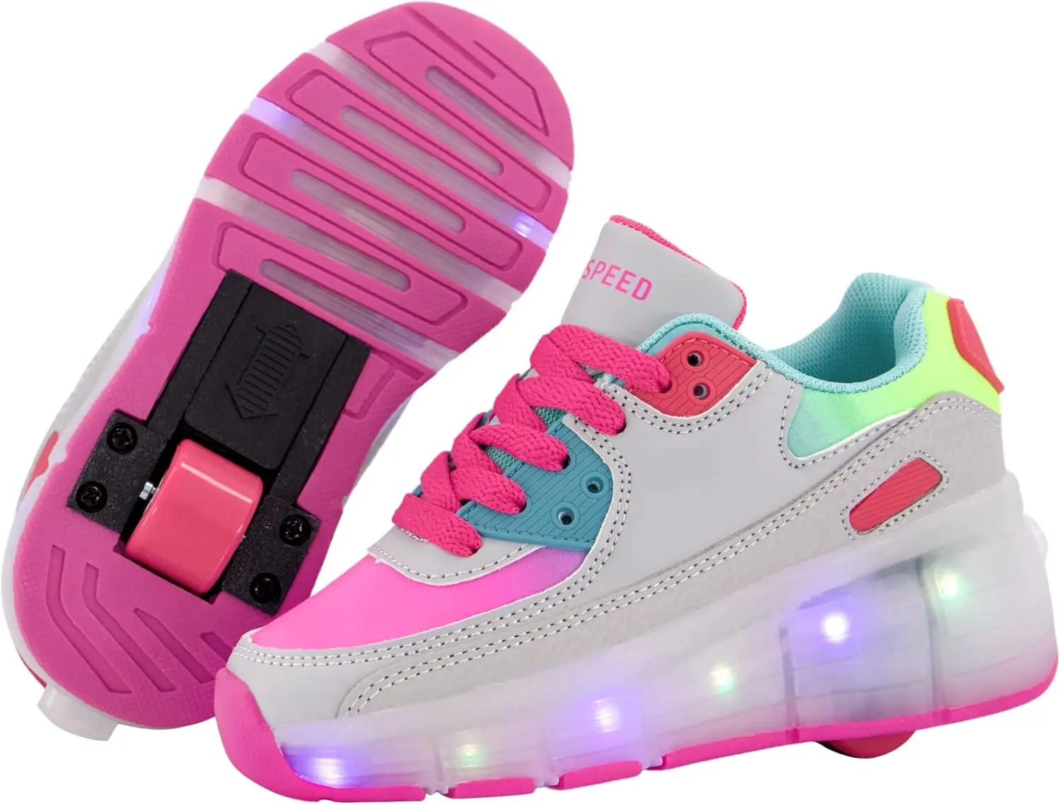 7 Colors LED Rechargeable Kids Roller Skate Shoes with Single Wheel Shoes Sport SneakerGift.