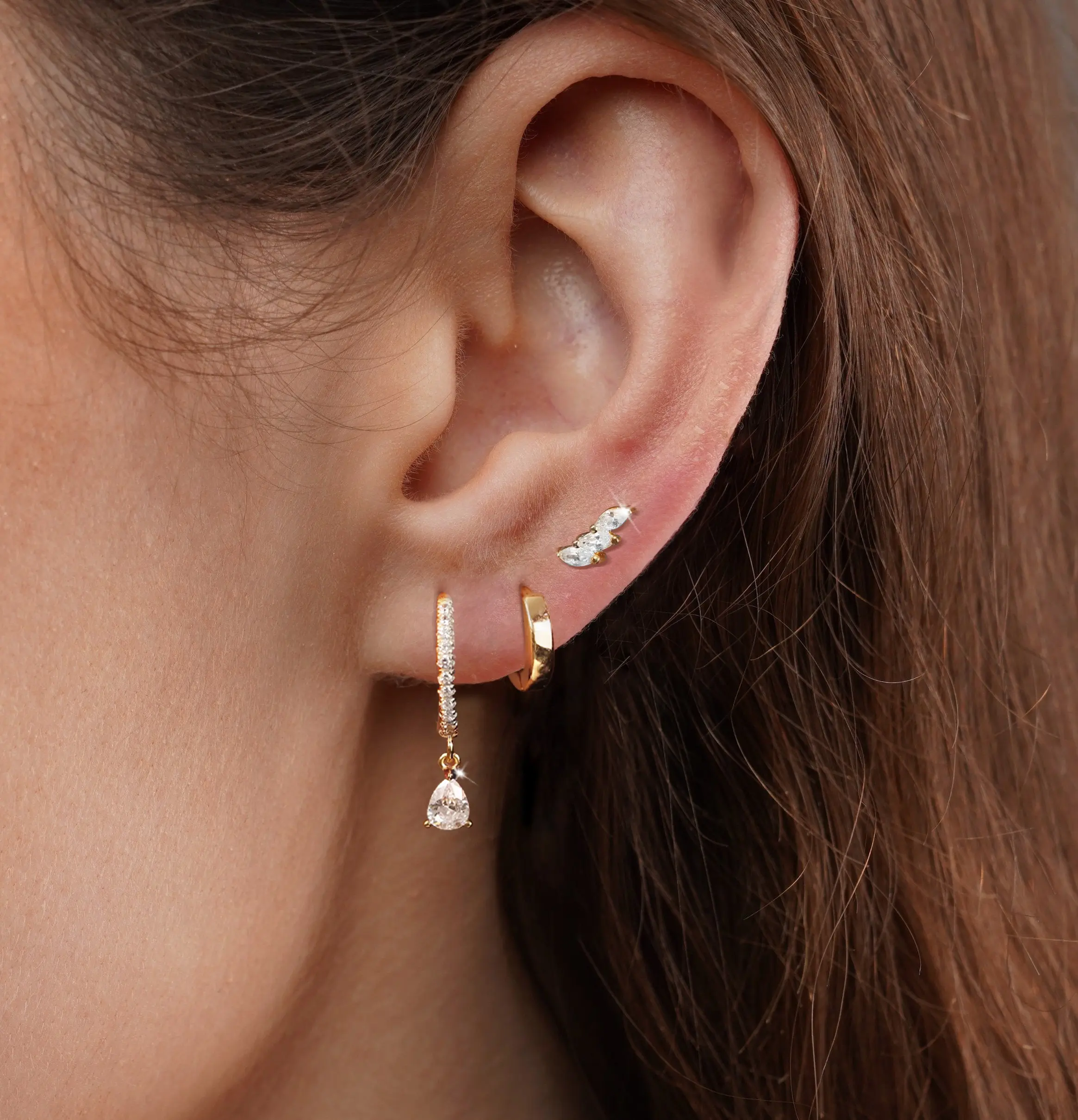 Dearmay 3 Pairs Hoop Earrings Set for Women Stud Earrings Small Hypoallergenic Dangle Cartilage Huggie Jewelry Gifts