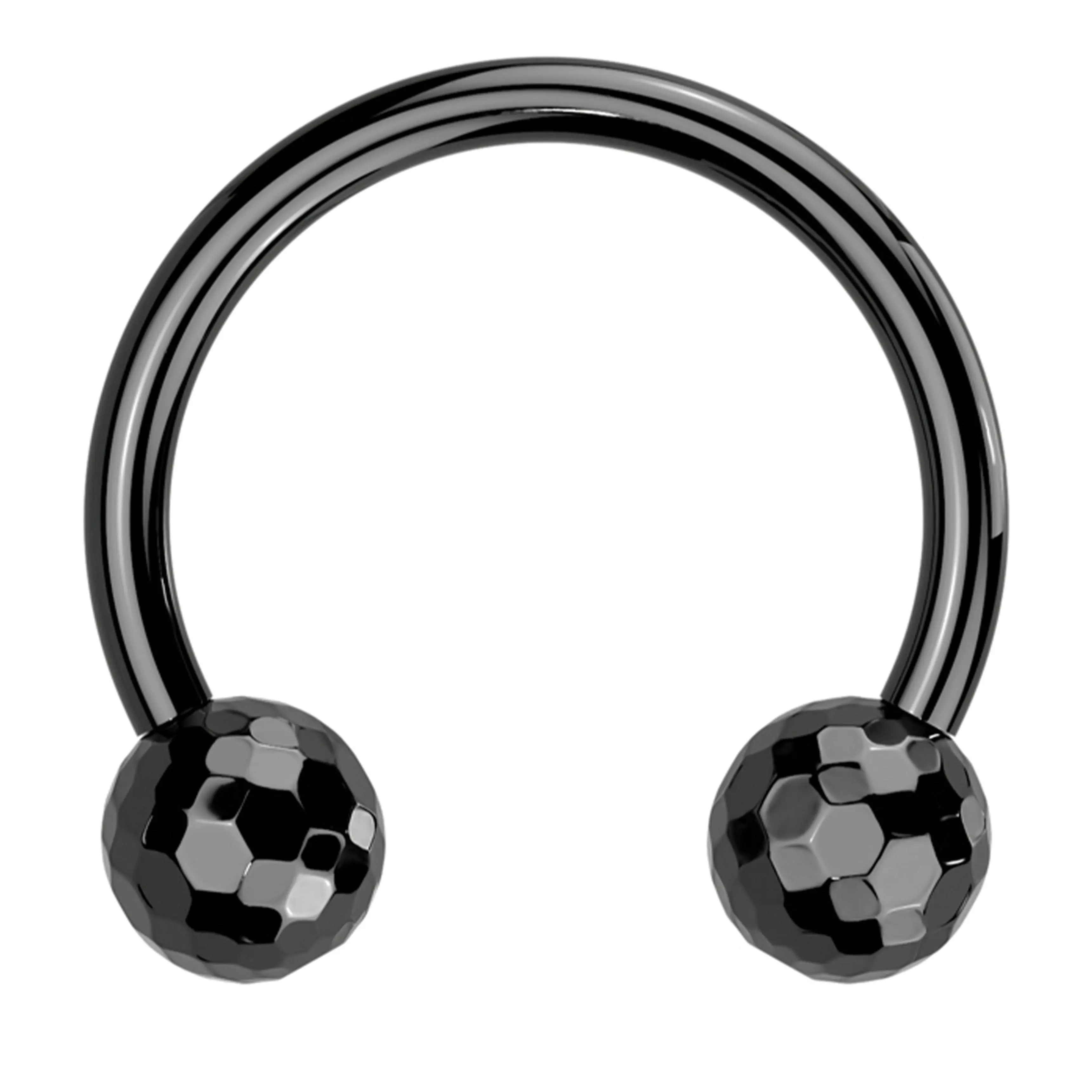 Black PVD Faceted Ball Threadless Titanium Circular Barbell