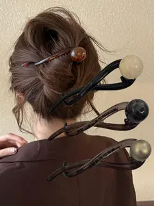 Elegant Vintage-inspired Acrylic Pearl Decorated Hair Claw Clip, French Twist Hair Claw Clip, Non-slip Hair Accessories for Women, French Hair Clips, Ponytail Claw Clip