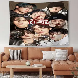 SKZ Korean Poster Measuring 90.55-59.06inch, Made of Peach Skin Velvet Material, Durable, Wrinkle-Resistant, And Soft Wall Art. Portable for Outdoor Use, Suitable for Cheering, As a Photo Backdrop, in Dorms, Bedrooms, Vintage, Bohemian, Nordic