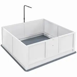 PawHut Whelping Box for Dogs with Retractable Light Stand, Waterproof Mat for Puppies with Pig Rail, Adjustable Height Door for Small, Medium & Large Breed Dogs, 41" x 39"