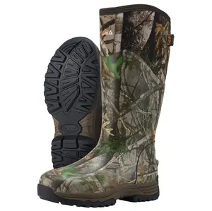 HISEA Rubber Rain Boots for Men, Waterproof Insulated Neoprene Hunting Boots, Durable Anti-Slip Outdoor Mud Boots for Hunting Gardening Farming Fishing Yard Working, Adjustable Calf