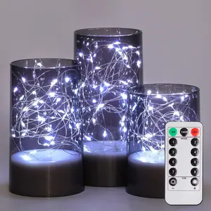 Batteries Required Flameless Candle Light, LED Candle with Timer, Decorative Atmosphere Light String for Home Party Festival, Ambient Light, Light Dimmable, Lighting Modes Adjustable, Starry Night Light, Decorative Lights