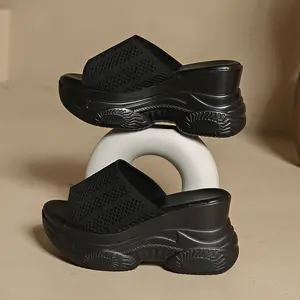 High Heels Slippers for Women in Summer, Thick Soled, Internet Famous, Fashionable, Sloping Heel Sandals, Anti Slip, Height Increasing, Women's Outdoor Shoes, Women Shoes
