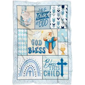 Baptism Blanket 40"x30" – Soft Throw Blanket, Baptism Gift for Girls & Boys, Keepsake Gift for Newborns, Christening or Baptism Present from Parents & Godparents