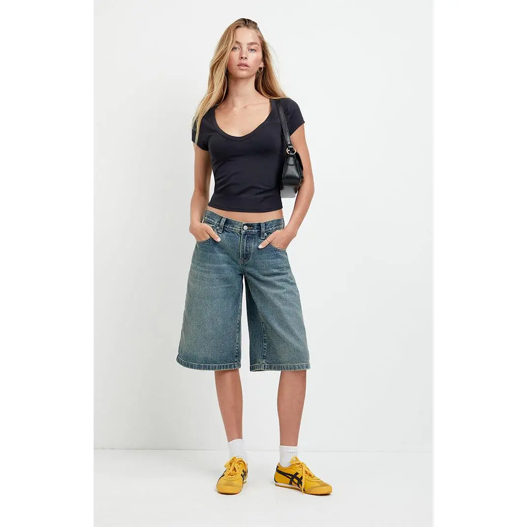 Pacsun Women's Peyton Extreme Jorts Dark Blue
