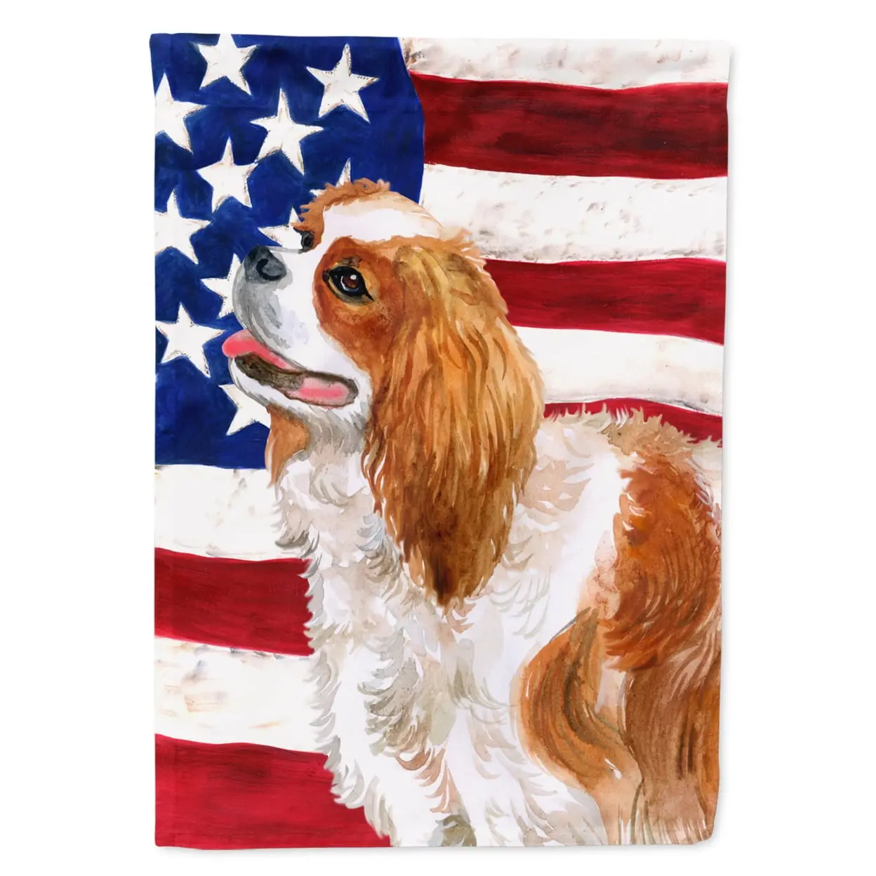 Cavalier Spaniel Patriotic Flag Garden Size