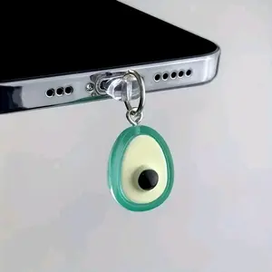 Beauty Acrylic Avocado Phone Dust Plug Accessorie, Universal Plug, Compatible with Type C and Iphones Cellphones