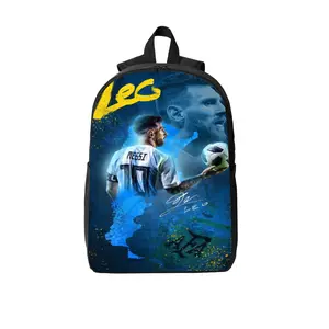 Leo Messi Argentina National Team Signature Laptop Backpack, Durable Polyester with Breathable Shoulder Straps, Two-Way Zippers & Side Pockets, Ideal for School, Travel & Football Fans