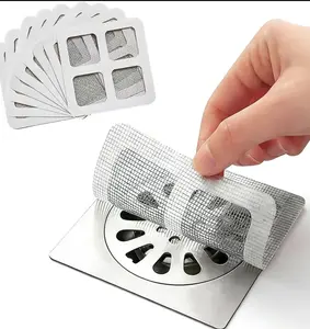 30PCS Pack 4" X 4" Disposable Shower Drain Hair Catcher, Floor Drain Sticker, Bathroom,Bathtub,Sink, Kitchen,Drain Mesh Cover,Drain Mesh Strainer