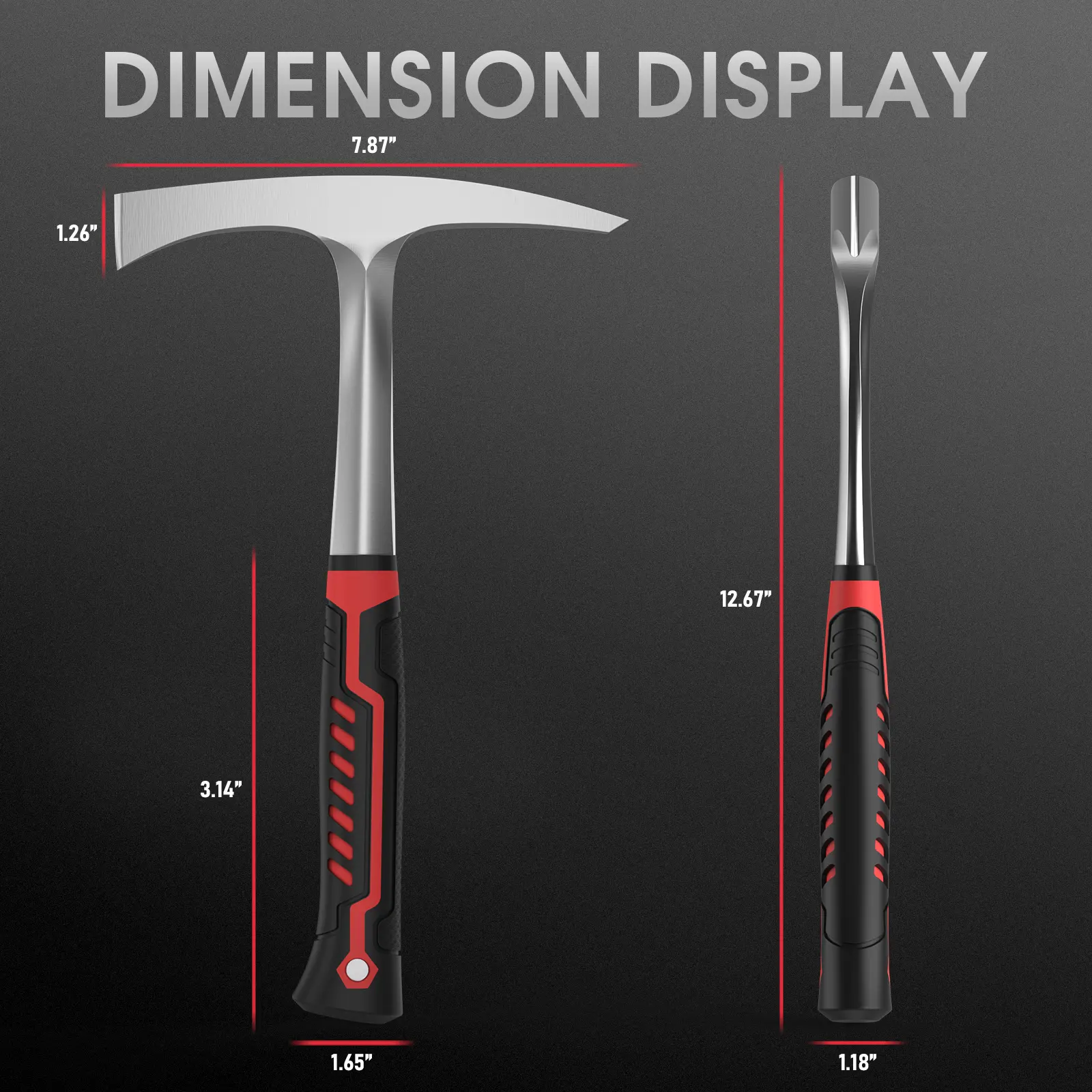28oz Forged Carbon Steel Welding-Chipping Hammer, Durable Metal Hand Tool with Shock-Absorbing Grip, Heat-Resistant Handle, Balanced Design for Precise Control, Easily Removes Welding Slag, Extends Handle Lifespan