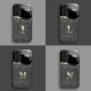 Suitable for [Galaxy S21 Fe 5g] New high-end flashing letter glass mobile phone case New business simple metal paint electroplated glass mobile phone case Affordable anti-fall and anti-fingerprint-888