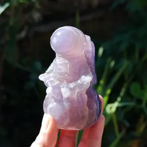 4in Purple Fluorite Crystal Astronaut on Moon Carving