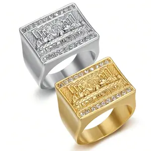 Gold-Plated HIPHOP Titanium Steel Ring – World Famous Painting Design for Men