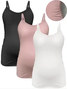 Maternity Solid Color Cami Top, Casual Comfortable Breathable Maternity Top for Daily Wear, Maternity Clothes for All Seasons, Maternity Clothing, Maternity Outfits