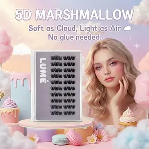 Lumé 5D Marshmallow Self-Adhesive Lash Cluster Kit 4 Styles Glue-Free Easy Removal Natural Lashes 13mm/14mm/15mm Lightweight 24+ Secure Hold Eyelashes Clusters for Flawless Makeup - Cosmetic