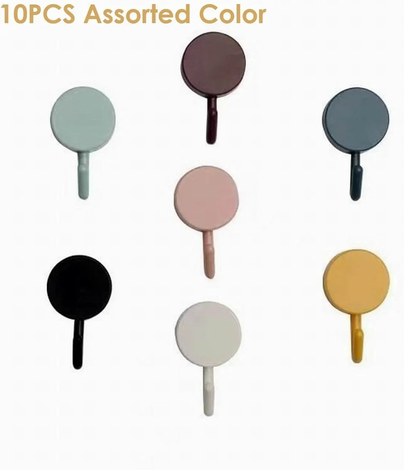 10pcs Mixed Color Macaron Colored Hooks, No Need To Punch Holes, Strong Adhesive Hooks Without Traces, Creative Home Bathroom And Kitchen Wall Sticker Hooks.