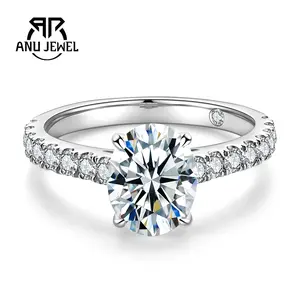 AnuJewel Synthetic Moissanite 2ct Halo Inlay Engagement Rings Oval Cut Wedding Ring 925 sterling silver Women's Ring Jewelry for Christmas weddings anniversaries Valentine's Day and Mother's Day with Certificate