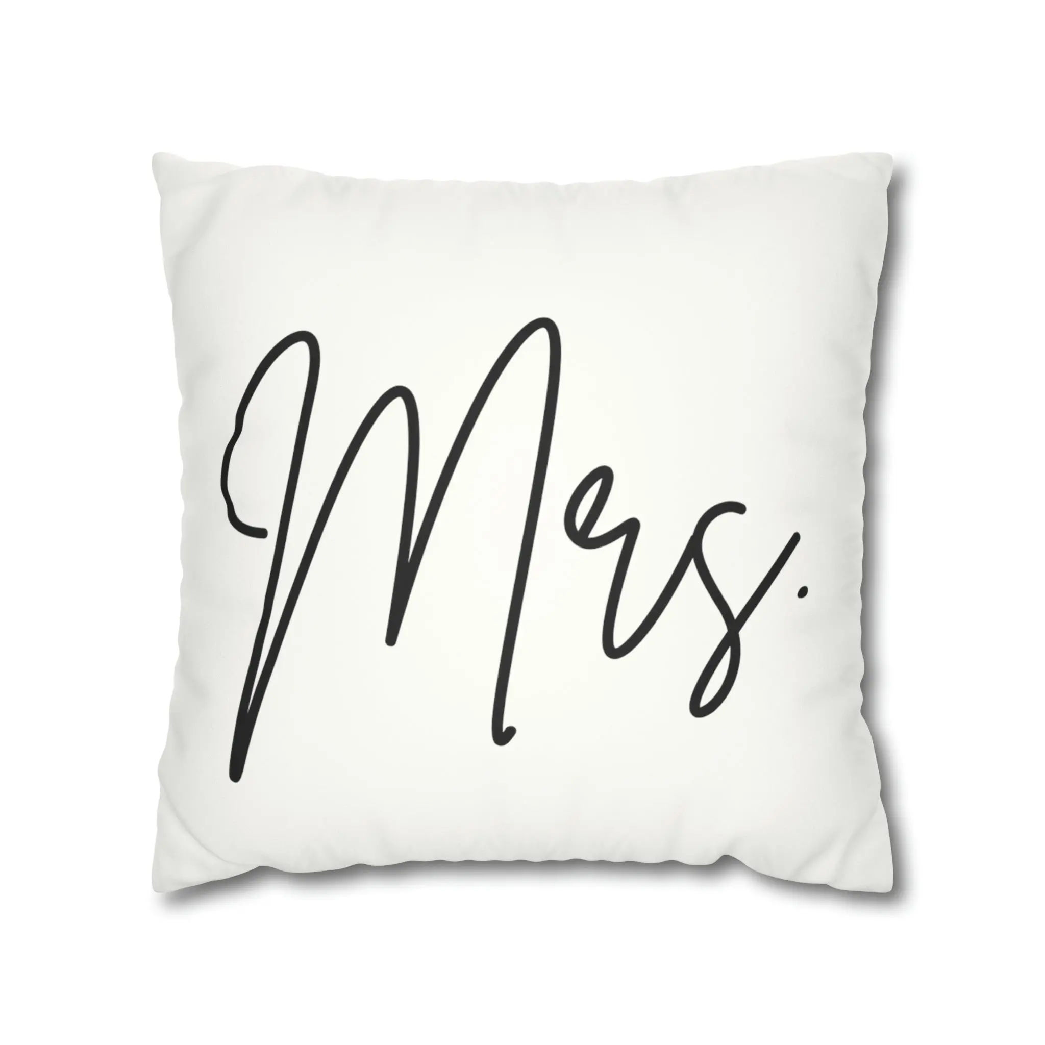 Mrs. Faux Suede Square Pillow Case
