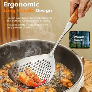 Multipurpose Cooking Frying Skimmer, Stainless Steel Spider Strainer Ladle Slotted Spoon, Functional Pasta Strainer Spoon