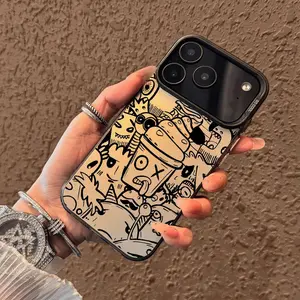 Black line creativity Pattern Case for iPhone 17 Pro Max 17 Air 16/15/14/13/12/11 Pro Max XR XS E Plus Retro High-end Shockproof Drop Screen Protection Cute Durable PC Smartphone Cover