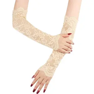 Ladies Lace Arm Sleeves 38 CM Long Elegant Tea Party Gloves Women Elbow Length Long Gloves