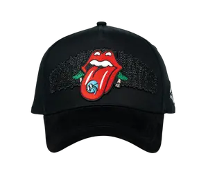 CHIQUETE HATS BLACK TONGUE SNAPBACK HAT FULL SET CHLENGUA BLKRED