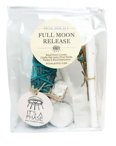 RitualGypsy 'IT'S A PHASE' Full Moon Ritual Kit - Release Reflect Recharge with Blue Sage Nag Champa & Selenite Crystal for Moon Ceremonies Scented Incense Bundle