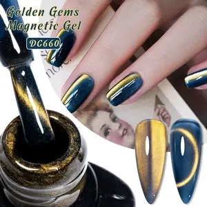 MTSSII 7ml Golden Gems Cat Eye Nail Polish Gel, Super Shinning Magnetic Nail Gel，Gorgeous and Eye-catching, Alcohol-Free, Perfect for Home Salon and DIY Manicure, Christmas Halloween Use