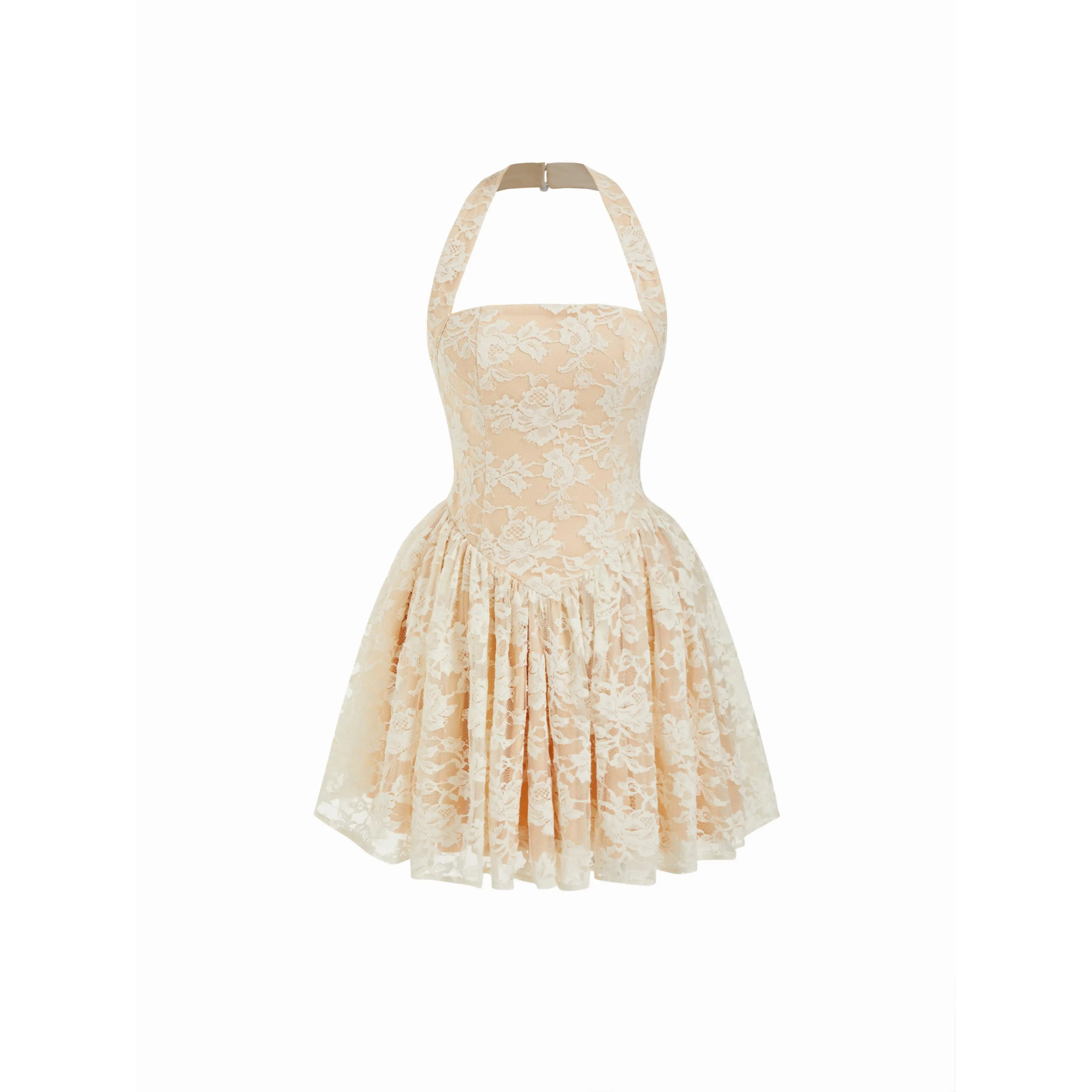 Cider Floral Lace Halter Neckline Ruffled Flared Mini Dress SwimWeek - TikTok Shop Cider Floral Lace Halter Neckline Ruffled Flared Mini Dress SwimWeek - TikTok Shop