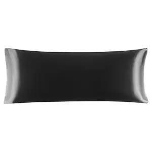 Unique Bargains Body Pillow Cover Super Soft Silky Satin 20"x54" Body Pillow Pillowcase Beauty for Hair Face Skin Black