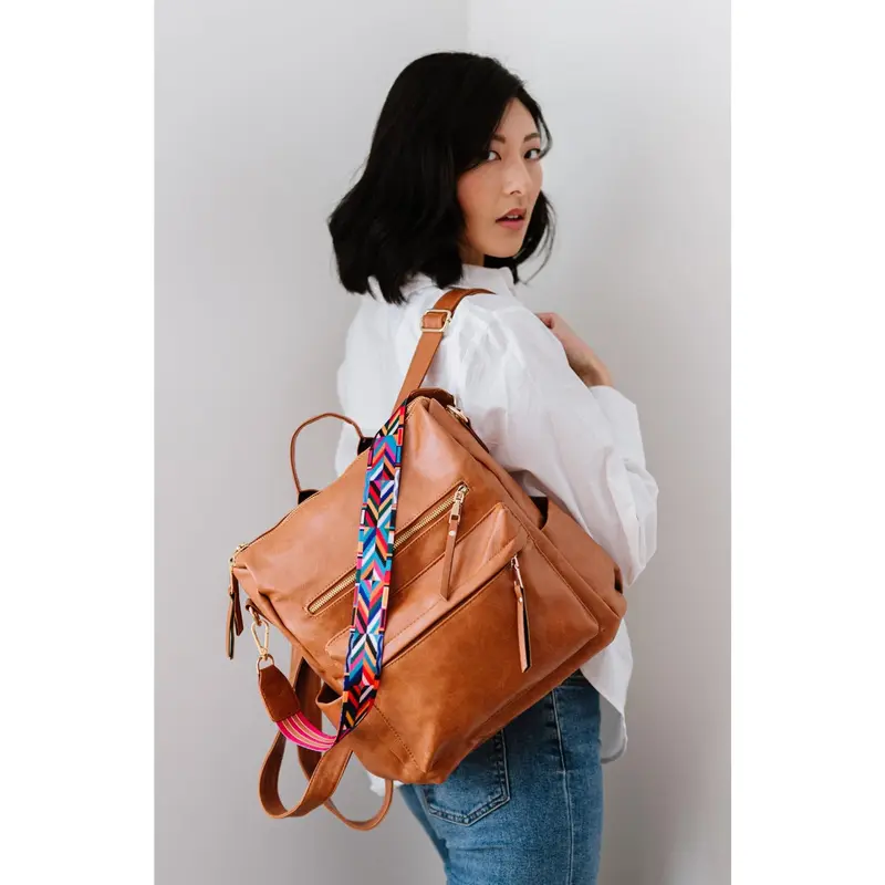 Zan.Studio Fashion Large Backpack for Women PU Leather Plain  display picture 3