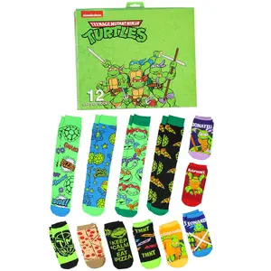 Teenage Mutant Ninja Turtles 12 Days of Socks Ankle and Crew Character Socks 12 Pair Designs Advent Box Set