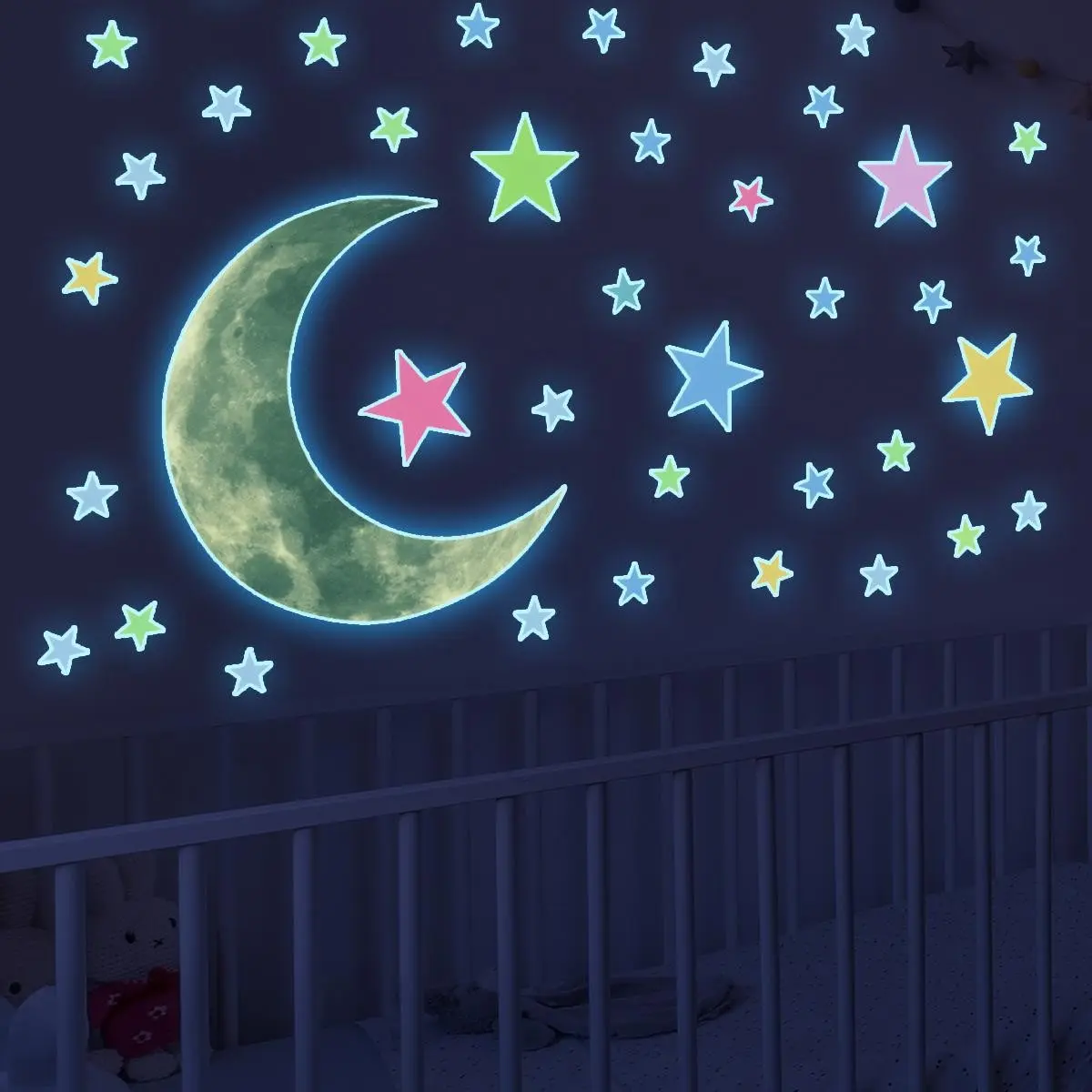 Luminous Ceiling Stars and Moon Set, Glowing Wall Stickers, Space Theme Design, Fluorescent Sticky Ceiling Stars, Glow in the Dark Stars for Ceiling, Kids Gift, Boys and Girls, Bedroom Decor, Home Decor, Glow in Dark, Decoration Sticker