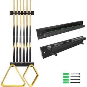 Wall Mounted Pool Cue Rack Billiard Cue Stick Holder Cue Rest Storage Rack for Pool Cue Set