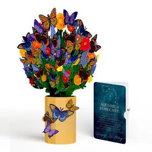 Brilliant Butterfly Birthday Bouquet and Aquarius Zodiac Sentiment Set