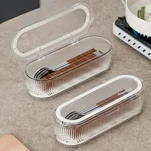 PrimPick Chopstick box with cover dust-proof  simple draining chopstick holder western restaurant spoon, fork and chopstick storage box