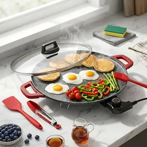 AORAN KITCHEN 1800W Extra Large Upgrade Portable Korean Electric Grill with Smokeless Non-stick Baking Pan, Adjustable Temperature Control, Universal Grilling Pan, Suitable for Home Cooking