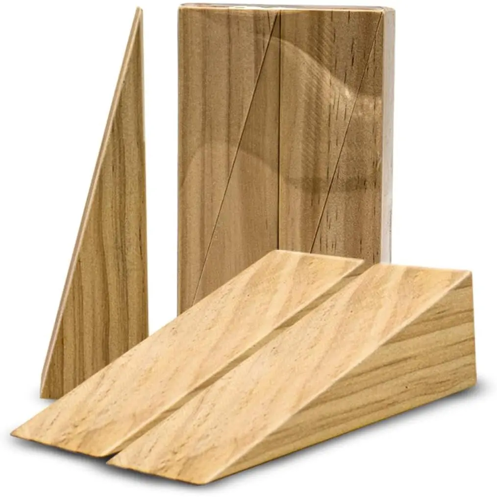 Wooden Door Stoppers - Handmade  Wood Door Wedge - Home Security Door Jammer for Bottom of Door - Works for All Floor Types - Wooden Door Stopper Wedge - Wooden Door Wedges