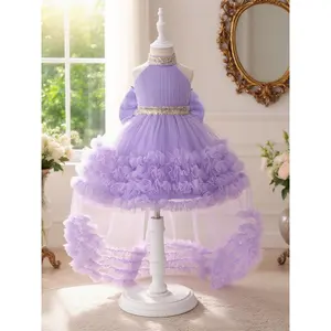 Girl's Glitter Sequin Decor Ruffle Trim Sweater Dress, Elegant Sleeveless Round Neck A Line Dress Party Birthday, Kids Clothes & Fall