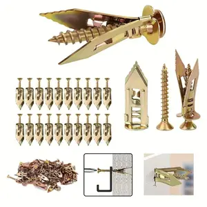 100 Self-drilling Drywall Anchors with Screws, Including 50 Metal Self-drilling Anchors and 50 Screw Kits, No Holes or Holes on The Wall, Used for Fixing TVS, Shelves, Cabinets and Curtains