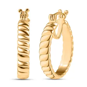 Shop LC Full Hoop Earrings 18K Yellow Gold Plated Bronze Shop LC Full Hoop Earrings 18K Yellow Gold Plated Bronze