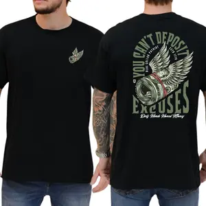 You Can't Deposit Excuses 2-Sides Graphics T-Shirt, Blue Collar Shirt, Working Graphics Tee, Men's Gifts, Casual Menswear, For Men